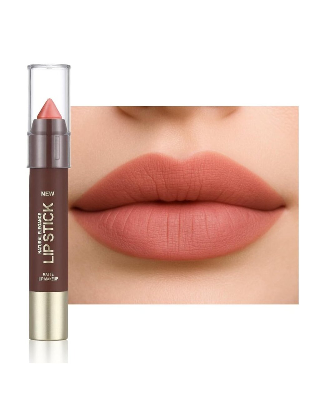 Women's 02# Coral Pink 24 Hour Long-lasting Rose Matte Lipstick Crayon